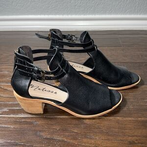 WOMENS BLACK MATISSE OPEN TOE BLACK SHOE SIZE 9.5